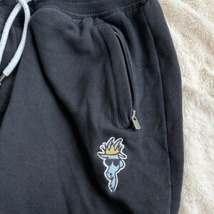 Goat Black Jogger Sweatpants with Embroidered Patch